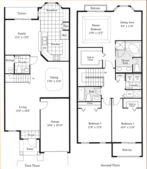 Floor plan for 3 beds, 2.5 baths, 2267 sqft